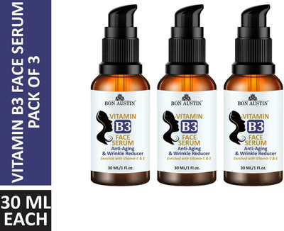 Bon Austin Premium Vitamin B3 Serum- For Skin Whitening & Brightening Combo pack of 3 Bottles of 30 ml(90 ml)(90 ml)