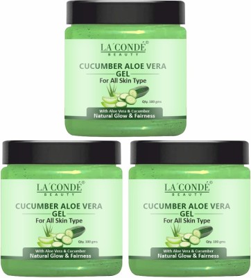 La'Conde Cucumber Aloe Vera Gel For Even Tone Skin Pack of 3 of 100 gms(300 g)