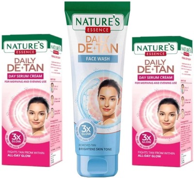 Nature's Essence DAILY DE-TAN DAY SERUM CREAM 60ML AND FACE WASH 100ML(160 ml)