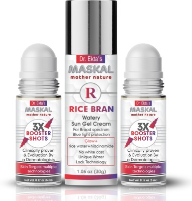 MASKAL Dr Ekta's Rice Water Bran Gel Face Cream +Booster Shots Ceramide Skin Supplement(40 g)
