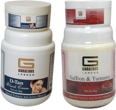 GgorgeousLondon D-Tan Bleach Cream 1kg and Saffron & Turmeric Bleach Cream 1kg(2000 g)