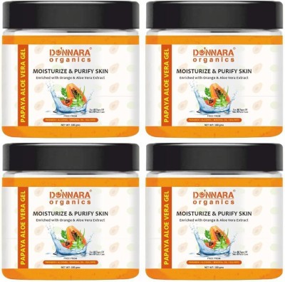 Donnara Organics Papaya Aloe Vera Gel For Even Tone Skin Pack of 4 of 100 gms(400 g)