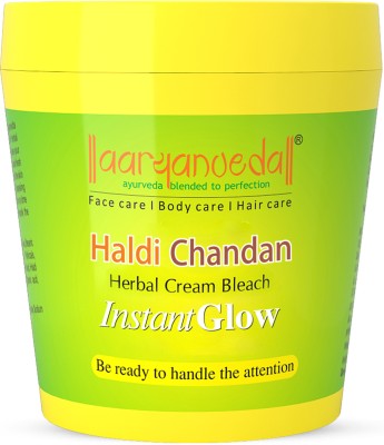 Aaryanveda Haldi-Chandan Bleach Cream Instant Glow Fairness Facial Pack for All Skin Types(250 g)