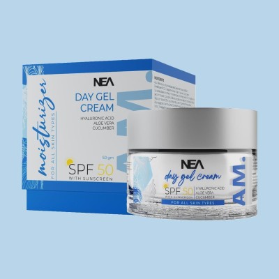 Nea Day Gel Cream SPF 50 With Cucumber, Hyaluronic & Aloe Vera | All Skin Types|50GM(50 g)
