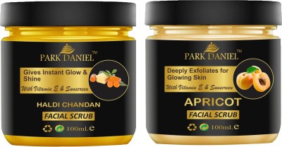 PARK DANIEL Haldi Chandan & Apricot Facial Cream Scrub Combo Pack of 2 Jars 100 ml(200 ml)(200 ml)