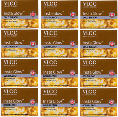 VLCC Insta Glow Gold Bleach For Instant Fairness & Glowing Skin (Pack of 12)(360 g)