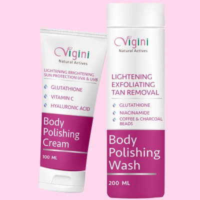 Vigini Skin Lightening Whitening Glutathione Neck Underarm Cream & Coffee Body Wash(300 ml)