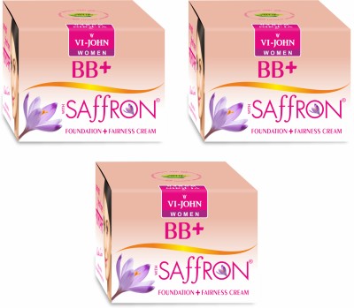 VI-JOHN WOMEN Saffron BB+ Cream Foundation + Fairness Cream Pack Of 3(150 g)