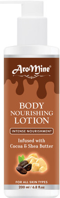 AroMine 24 hr nourishing Shea Butter and Cocoa Butter Glow Body Lotion with , Restores Glow Deep Hydration for all skin type -(200 ml)