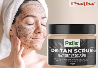 Pelle Beauty De – Tan Scrub For Tan Removal And Repair Damaged Caused By Sun_ For Acne & Pimples Free Skin 001 – 100GM Scrub(100 g)