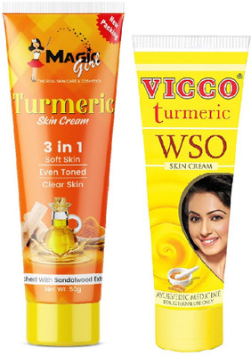 VICCO WSO FAIRNESS CREAM 15 GRM + MAGIC GIRL TURMERIC CREAM 50 GRM(65 g)