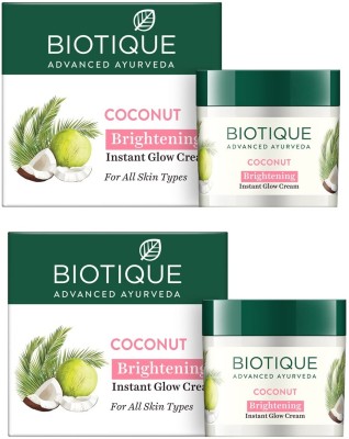 BIOTIQUE Coconut Brightening Instant Glow Cream 50g (Pack of 2)(100 g)