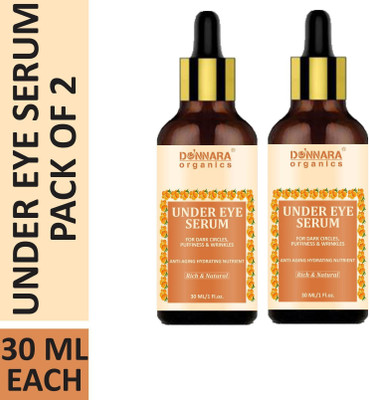 DONNARA organics Anti Wrinkle Under Eye Serum Enriched with Vitamin C, B3 & E with dark spot removal Benefits Combo pack of 2 Bottles of 30 ml(60 ml)(60 ml)