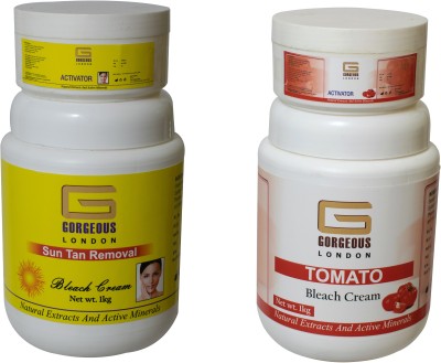 GgorgeousLondon Sun Tan Removal Bleach Cream 1kg and Tomato Bleach Cream 1kg(2000 g)