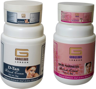 GgorgeousLondon D-Tan Bleach Cream 1kg and Skin Fairness Bleach Cream 1kg(2000 g)