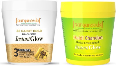 Aaryanveda Gold Bleach and Haldi Chandan Bleach Cream A Instant Glowing Facial Combo Pack(500 g)