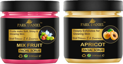 PARK DANIEL Mix Fruit & Apricot Extract Face Cleanser Scrub Hydrate Skin Pack of 2 of 100 ML Face Wash(200 ml)