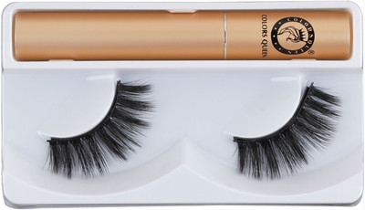 COLORS QUEEN Magnetic Eyeliner Eyelashes 5D Natural Eyelashes 1 Pair with 5g Eyelash Glue(Pack of 1)