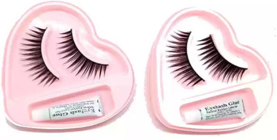 tanvi27 False-Fake Thick Eyelashes With Glue Set Natural(Pack of 2)