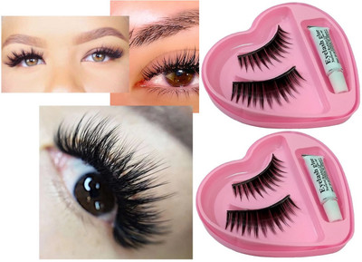 NADJA WOMEN EYE LASHES WITH GLUE SET OF 2 LASHES(Pack of 2)