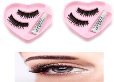 BLUEMERMAID Black Long Curl False Eyelashes with Glue(Pack of 2)