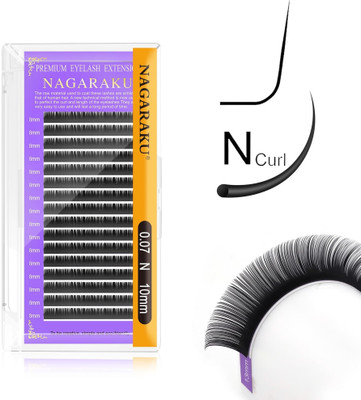 Nagaraku Individual False Lashes Classic Eyelash Extensions 16 Rows 0.07mm Curl-N 10mm(Pack of 1)
