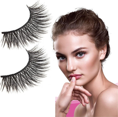 AFARAXIA 3D Thick Long False Eyelashes New Black Handmade Natural(Pack of 1)