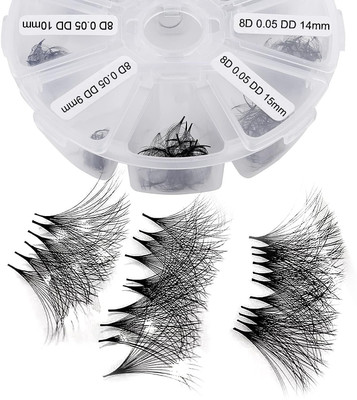 Bid Eyelash Extension 400 Fans (8D-0.07-DD, 8-15mm mixed tray)(Pack of 1)