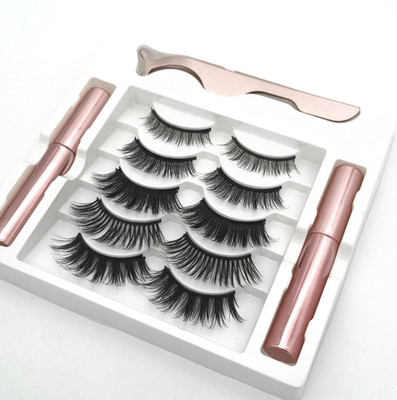 VASADIGITAL 5 Pair 3D Reusable Magnetic False Eyelashes With Tool / Eyeliner(17-19-20-29-32)(Pack of 5)