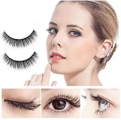Amaryllis 2 Pairs Black Handmade Natural 3D Thick Long False Eyelashes(Pack of 2)