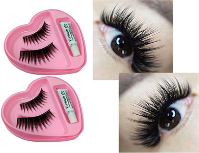 NADJA NEW PROFESSIONAL FAKE EYE LASHES WITH GLUE SET OF 2 LASHES(Pack of 2)