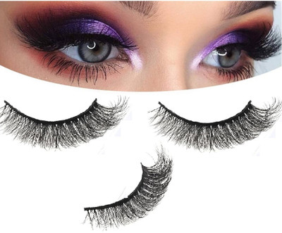 USBK Fluffy 3D Natural False Eyelashes Wispy Lashes(Pack of 1)