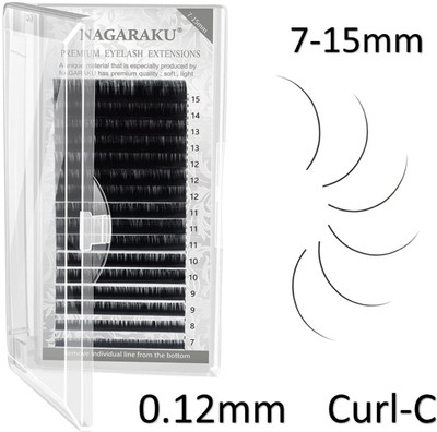 Nagaraku Eyelash Individual Lashes 0.12mm Curl-C 7-15mm Mix Tray Classic Lash Extensions(Pack of 1)