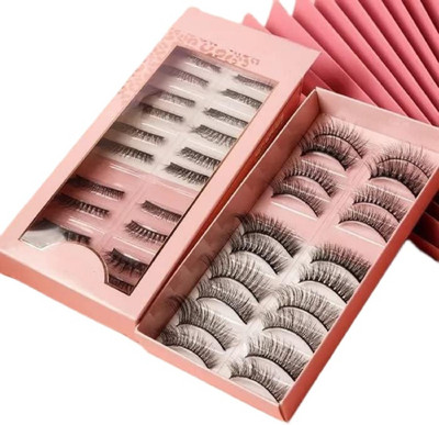 Facejewel Pair Of 10 Professional & Soft Natural Soft 3D Eyelashes(Pack of 1)