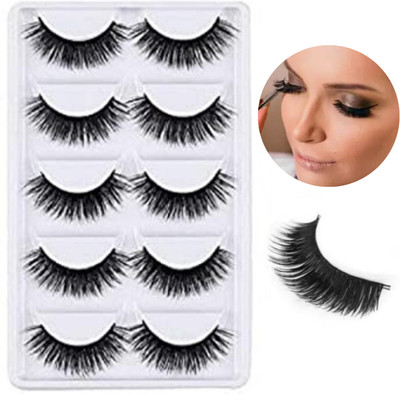 Hidden Beauty 5 Pairs False Eyelashes Natural soft Long Eyelashes Handmade Eyelashes.(Pack of 5)