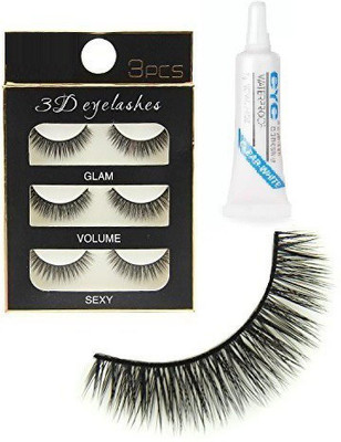 YELGO Eyelashes Pack of 3 Pair With Eyelash Adhesive Glue(Pack of 3)