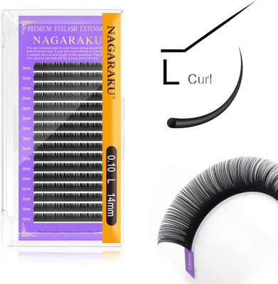 Nagaraku Individual False Lashes Classic Eyelash Extensions 16 Rows 0.10mm Curl-L 14mm(Pack of 1)