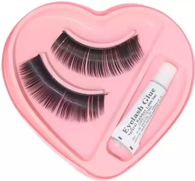 THTC Women's Black Long Curl False Eyelashes with Glue(Pack of 1)