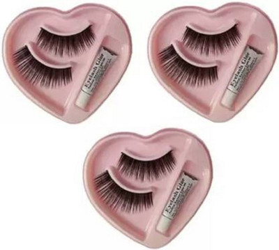 Galm Bazaar Eyelashes for Pretty Eye Makeup with Glue For girl & woman(Pack of 3)