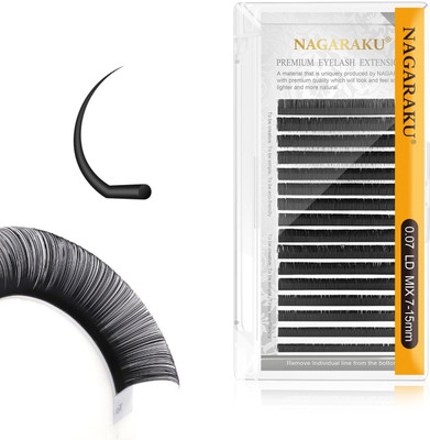 Nagaraku Eyelash Individual Lashes 0.07mm Curl-LD 7-15mm Mix Tray Classic Lash Extensions(Pack of 1)