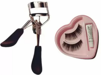 JAS BEAUTY Eyelash Curler and Heart Shape Artificial Eyelashes with Glue(Pack of 1)