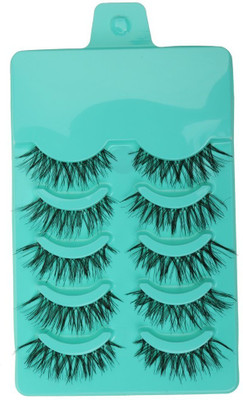 HASTHIP 5 Pairs Beauty Makeup Handmade Messy Cross Style False Eyelashes Green(Pack of 5)