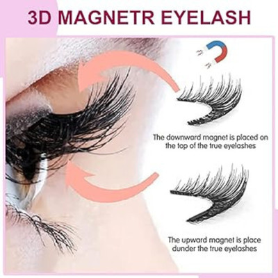 BLACK MIRROR Reusable Magnetic EYELASHES Kit with Applicator Manga NO GLUE NEED(Pack of 1)