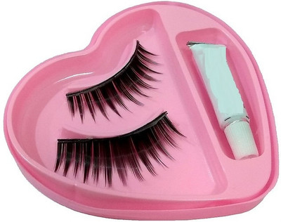 Libline Heart Shape False-Fake Eyelashes With Glue Set Natural(Pack of 1)