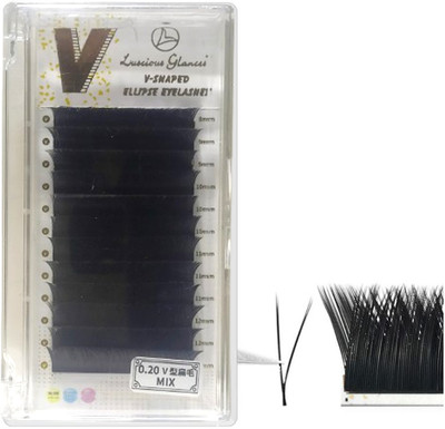 luscious glances V Shape Eyelash Extension – C Curl 0.20mm Premade Fans for Effortless Volume(Pack of 1)