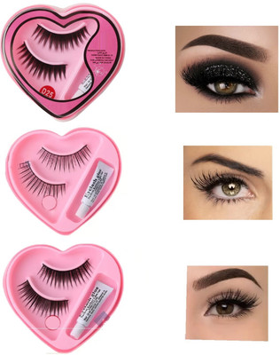 THTC Different Style False Eyelashes With Glue(Pack of 3)