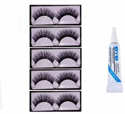 SHEFFO Eyelashes 5 Pcs With 1 Pcs Eyelash Glue(Pack of 1)