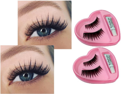 ADJD Black 2 Pairs Natural 3D Thick Long False Eyelashes(Pack of 2)