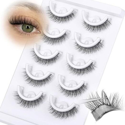 HASTHIP Self Adhesive Volume Stick On Eyelash Extensions Natural Look Medium(Pack of 5)