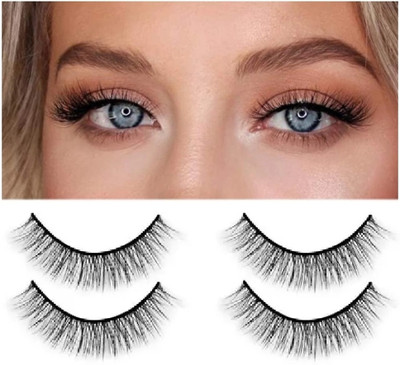 Libline Long Black False Eyelashes with Glue(Pack of 2)